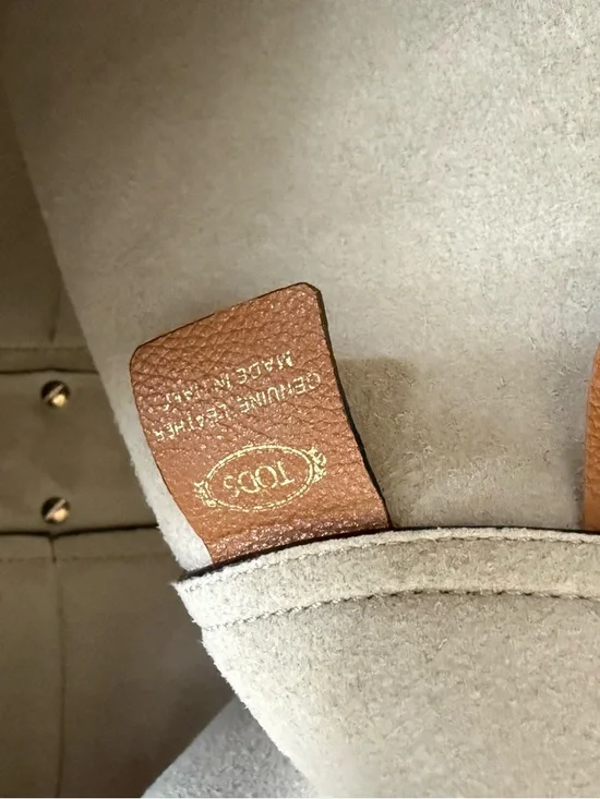 Tod's Cognac Leather Medium Tote with Gold T Accent - Picture 6 of 8